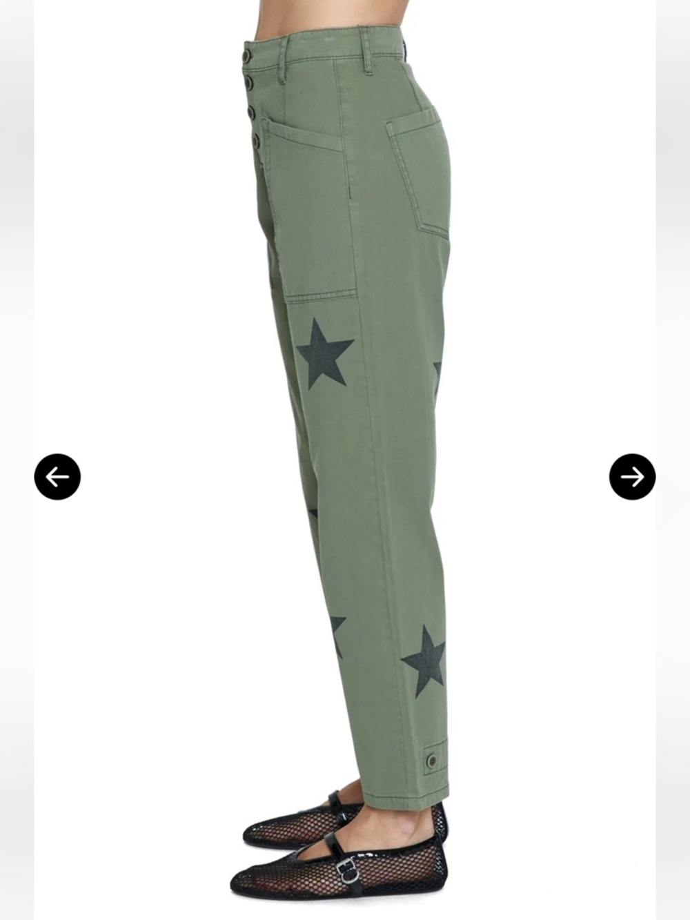 Anthropologie Olive Green Terry Star Utility Pants - size 26 - Picture 3 of 12